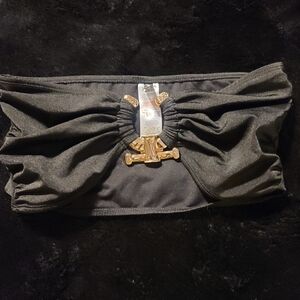 Black Strapless Top with Gold Accent PLT